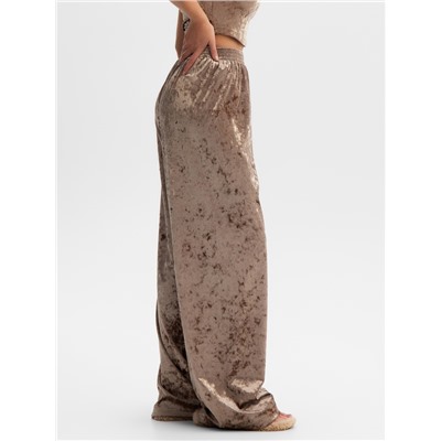 Брюки домашние женские KAFTAN Velvet, размер 44-46, кофейные