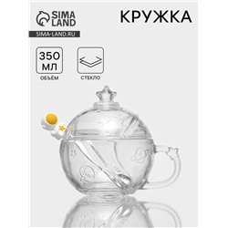 Кружка с крышкой и ложкой «Космос», 350 мл, стекло