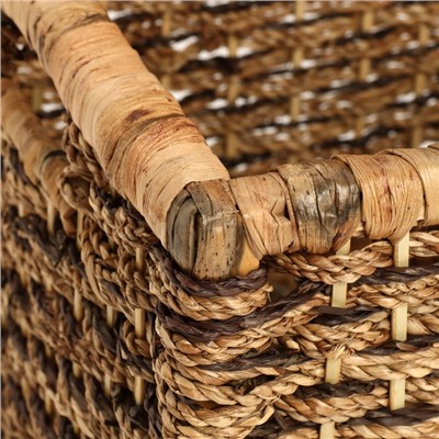 Корзина плетёная с крышкой «Прямоугольник», 44×34×30 см, камыш, морские водоросли