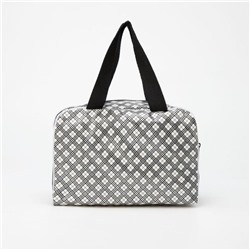 Косметичка-сумка на молнии с сеткой, с ручками, с принтом, молочная