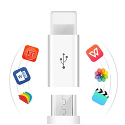 Переходник с Android на Apple - MicroUSB/Lightning адаптер для iPhone и iPad пластиковый для передачи данных и зарядки аккумулятора
