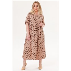 Платье штапель  6079/08/Бежевый, черный