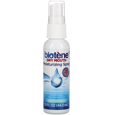 Biotene Dental Products, Dry Mouth Moisturizing Spray, Gentle Mint, 1.5 fl oz (44.3 ml)