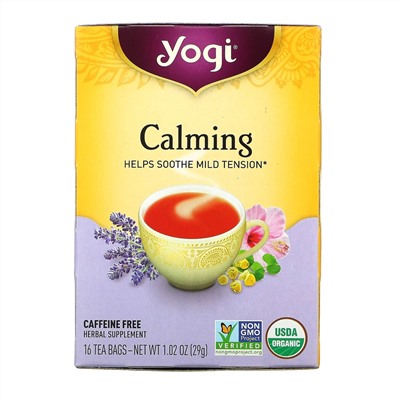 Yogi Tea, Calming, без кофеина, 16 чайных пакетиков, 29 г (1,02 унций)