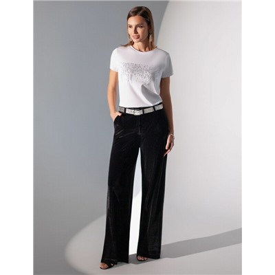 Нарядная футболка с принтом фольгой из премиального хлопка с эластаном