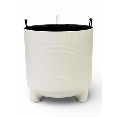 Кашпо для цветов «Шэнк», 29 л, d=35.7 см, h=36.6 см, пластиковое, с автополивом, со вставкой, на ножках, белое