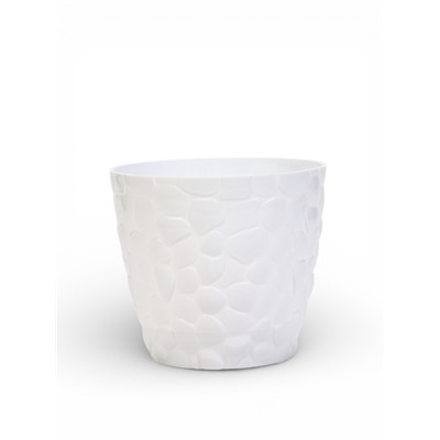 Горшок для цветов с поддоном «Камешки», 1.6 л, пластиковый, белый