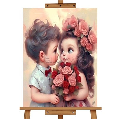Мозаика алмазная "Влюбленные детишки" 30*40см.