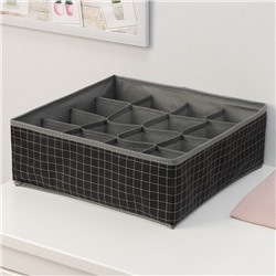 Органайзер для хранения белья Доляна «Кло», 16 ячеек, 32×32×12 см, чёрный