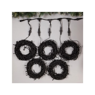 Гирлянда «Клип-лайт» 5 нитей по 20 м, IP44, УМС, тёмная нить, 665 LED, свечение белое, 24 В