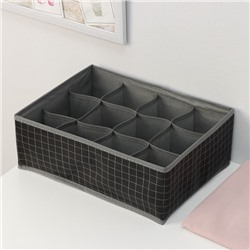 Органайзер для хранения белья Доляна «Кло», 12 ячеек, 32×24×12 см, чёрный