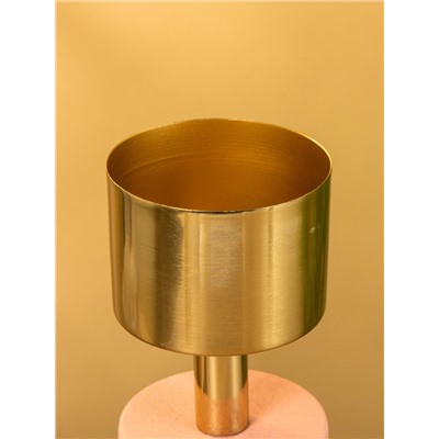 Подсвечник на 1 свечу «Кубок», 10×10×28.5 см, пудровый с золотом