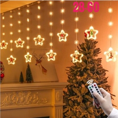 Новый Гирлянда Звезды ⭐и Снежинки - _ _10Led , с пультом ,