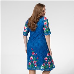 Платье, трикотаж, васильковый