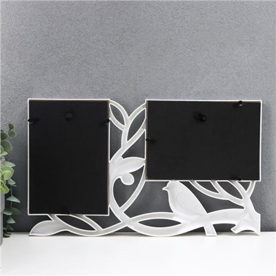 Фоторамка - коллаж на 2 фото 10×15 см «Птица счастья», пластик, белая, 21×35 см