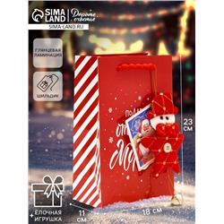 Пакет подарочный «Новогодний подарок», с ёлочной игрушкой и шильдиком, 18×23×11 см