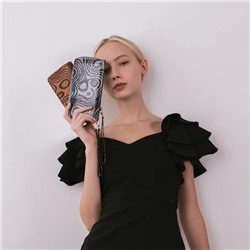 Кошелёк женский на молнии с ремешком, 19×2.5×9.5 см, с абстрактным принтом, серый