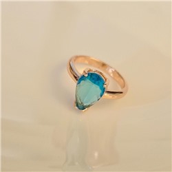 Кольцо 20 р ювелирная бижутерия коллекция "Дубай", покрытие позолота, вставка: фианиты, цвет: голубой, арт.414.099-20