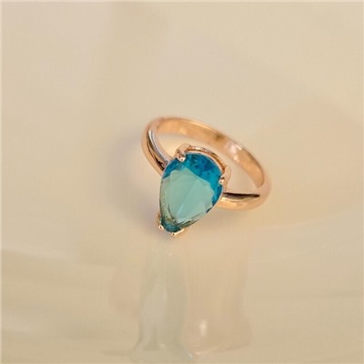 Кольцо 20 р ювелирная бижутерия коллекция "Дубай", покрытие позолота, вставка: фианиты, цвет: голубой, арт.414.099-20