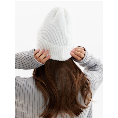 Шапка с подворотом женская MINAKU, размер 54-56, белая