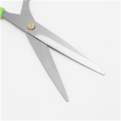 Ножницы парикмахерские с упором, лезвие — 7 см, салатовые, серебристые