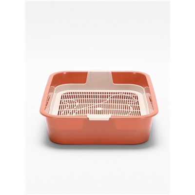 Туалет для кошек «Мур-мяу», 33×25×7 см, с сеткой, пластик, цвет коралловый