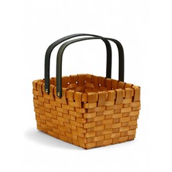 Корзина плетёная для хранения, 28×23×16 см, ручка h=15 см, деревянная, коричневая, Greengo