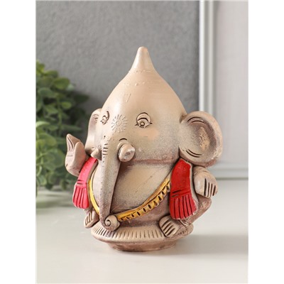 Фигурка гипс «Ганеш», 14×13×9 см, эффект состаривания, слоновая кость
