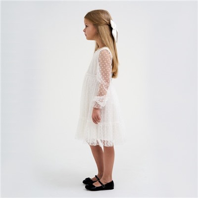Платье для девочки сетка KAFTAN, размер 32 (110-116 см), белый