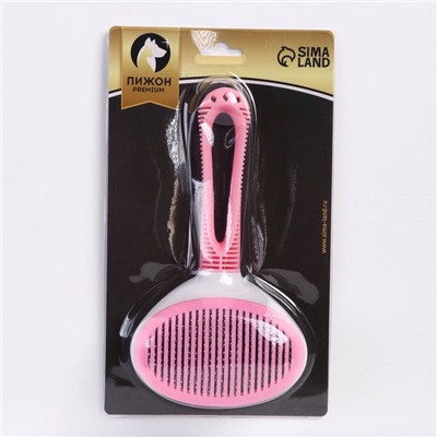 Пуходёрка с самоочисткой Пижон Premium округлая, с каплями, облегчённая,10×19 см, розовая