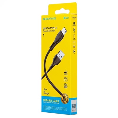 Кабель USB - Type-C Borofone BX51 15W 100см 3A  (black)