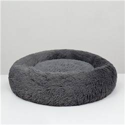 Лежанка для собак и кошек, длинный мех, 45×35×11 см, серая