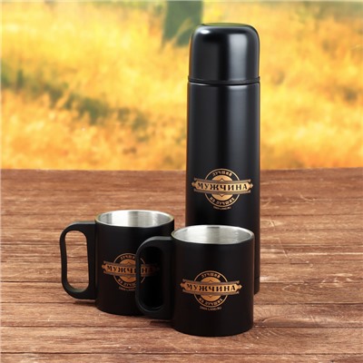 Подарочный набор туристический «Настоящий мужчина»: термос 500 мл, кружка 2 шт.