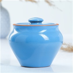 Горшочек для запекания с крышкой Вятская керамика, 600 мл, голубой