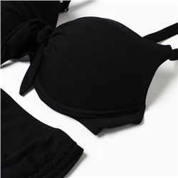 Купальник раздельный бельевой на завязках женский, чёрный, размер 58