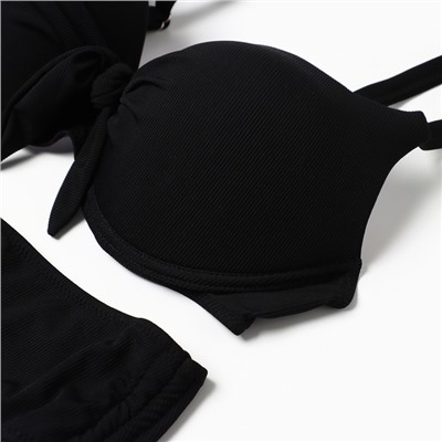 Купальник раздельный бельевой на завязках женский, чёрный, размер 58