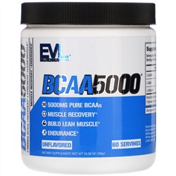 EVLution Nutrition, BCAA5000, без вкусовых добавок, 300 г (10,58 унции)
