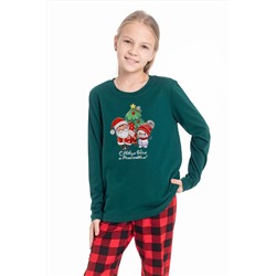 Футболка длинный рукав с новогодним принтом М225123Пз