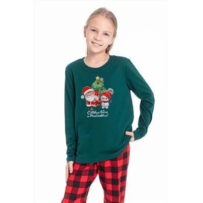 Футболка длинный рукав с новогодним принтом М225123Пз
