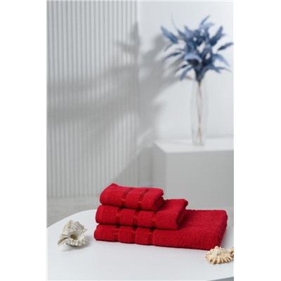 14418 Комплект полотенец 3 шт 350 грМ2 30*60; 50*80; 70*130 (Бордовый)