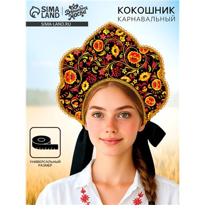 Карнавальный кокошник «Русско-народный», хохлома