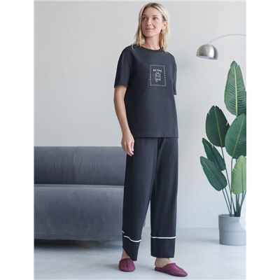 Футболка с принтом свободная эластичная из премиального хлопка