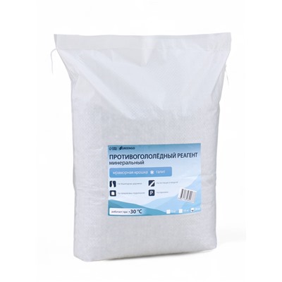 Реагент противогололёдный, мраморная крошка и реагент, 20 кг, работает при –30 °C, в мешке, Greengo