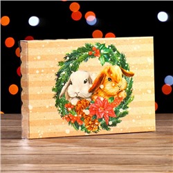 Коробочка подарочная новогодняя для печенья «Веночки», 22×15×3 см