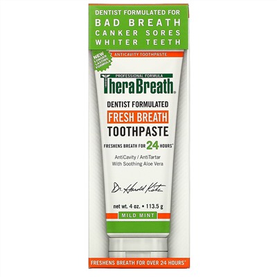 TheraBreath, Освежающая дыхание зубная паста, с мягким мятным вкусом, 4 унции (113,5 г)