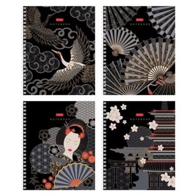 Тетрадь  96л линия на спирали "Символы Азии" перф. на отр., 3D фольга,3D лак 090360 96Т5лофлВ2гр Хатбер