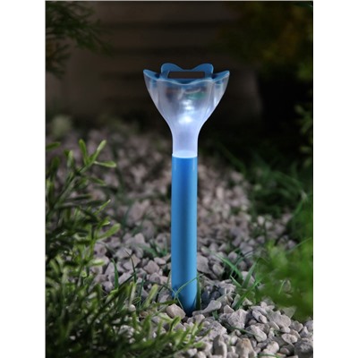 Садовый светильник «Цветок голубой», уличный, на солнечной батарее, 6×29×6 см, 1 LED, свечение белое