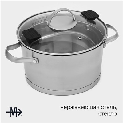 УЦЕНКА Кастрюля Magistro HiTech Steel 4 л d=22 см, h=13 см, нержавеющая сталь, индукция