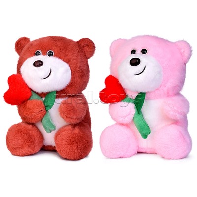 Мягкая игрушка "Медведь" с цветком,21 см.