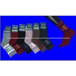 Зувей носки женские ангора внутри махра Снежинки